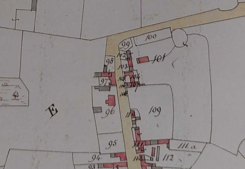 1840 Tithe Map of Great Linford showing The Nags Head.