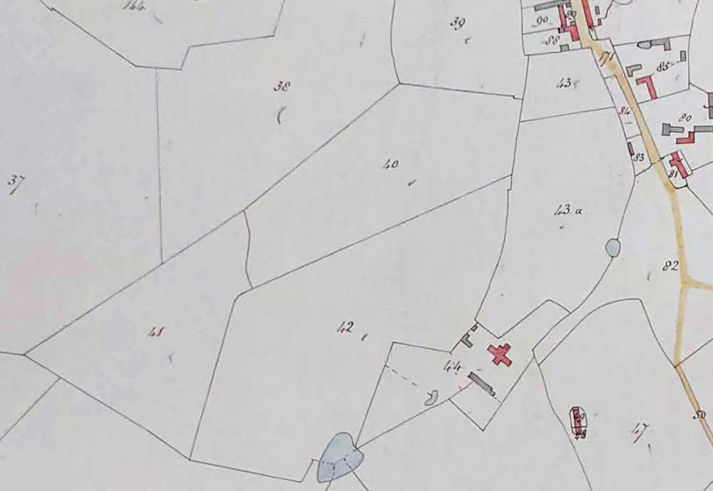 The Cottage, Great Linford. 1840 Tithe map extract. Reproduced with permission of Buckinghamshire Archives.