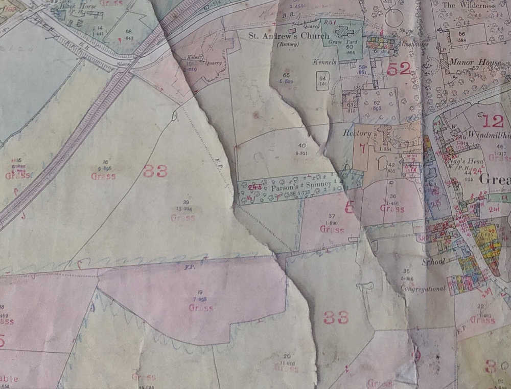 Valuation Office Survey map 1910 Church Farm Great Linford.