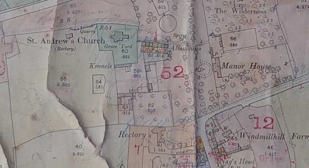 1910 tax map great linford showing otterhound kennels.