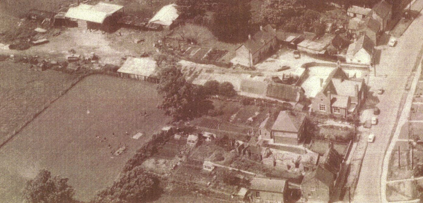 Great Linford cricket pitch, circa 1970.