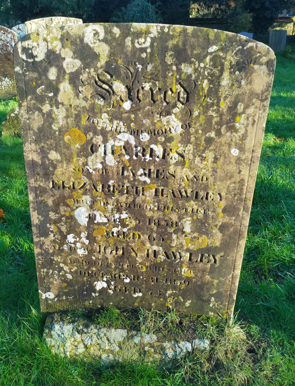 Gravestone St Andrews Churchyard Great Linford Charles and John Hawley