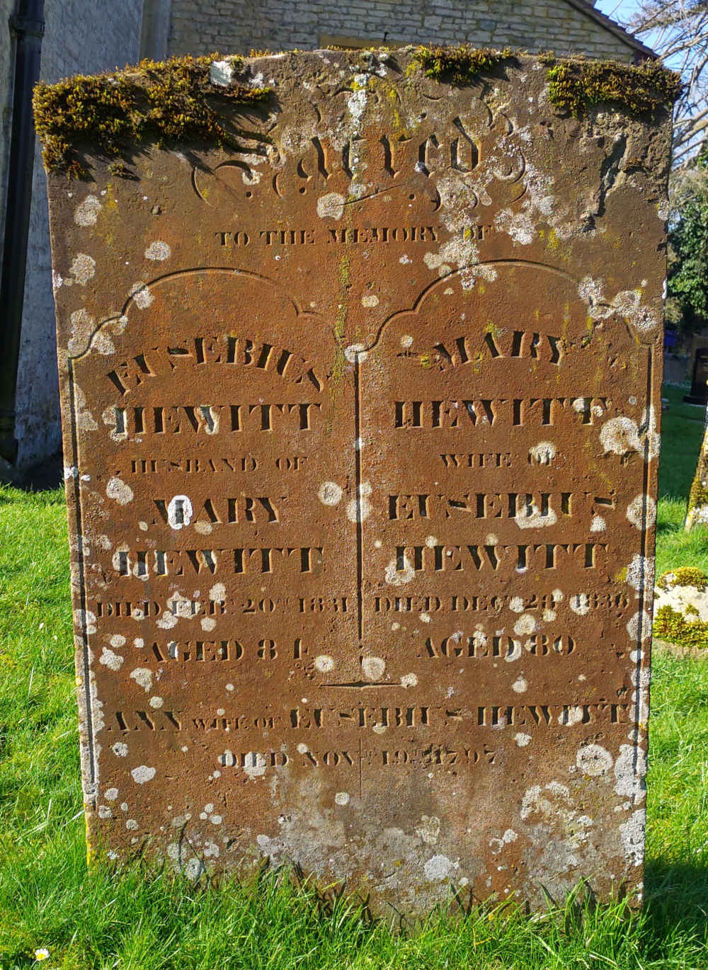 Gravestone St Andrews Churchyard Great Linford Eusebius and Mary Hewitt