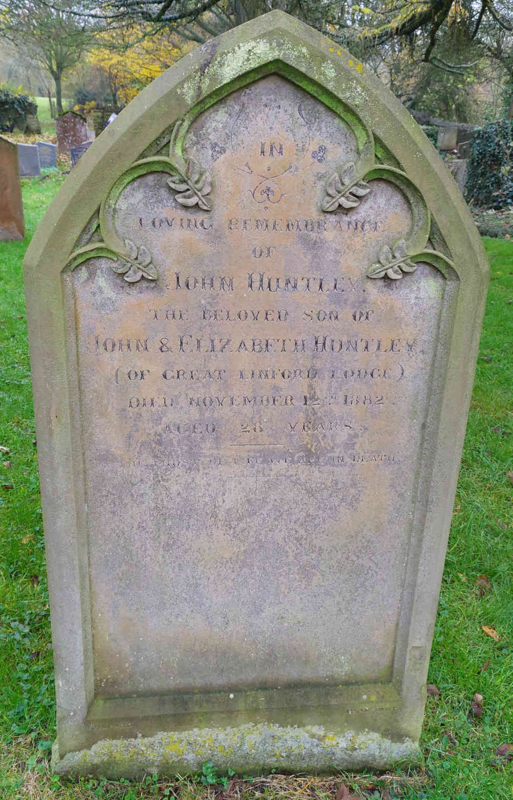 Gravestone St Andrews Churchyard Great Linford John Huntley