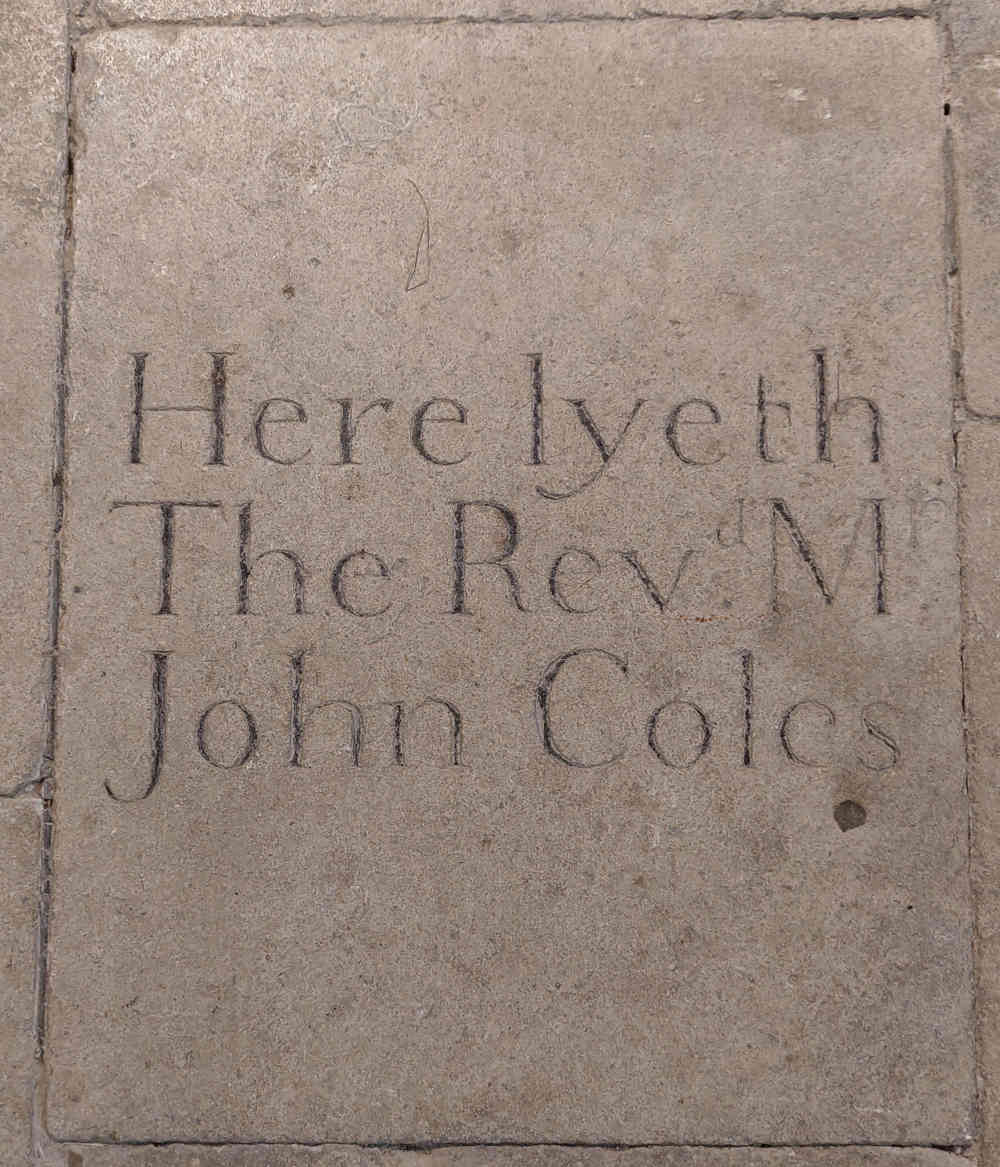 Tomb stone to Reverend John Coles of Great Linford