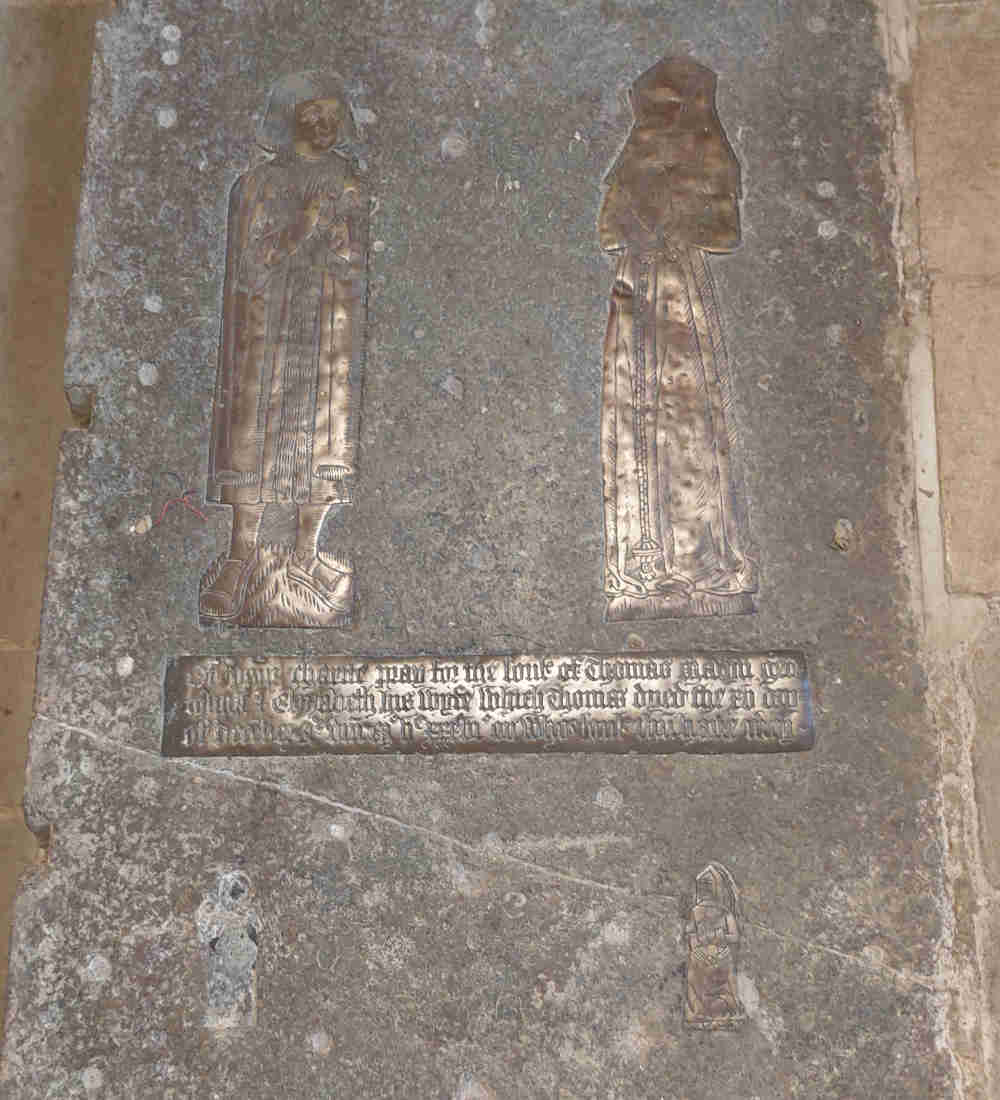 Memorial brass to Thomas and Elizabeth Malyn St Andrews Great Linford