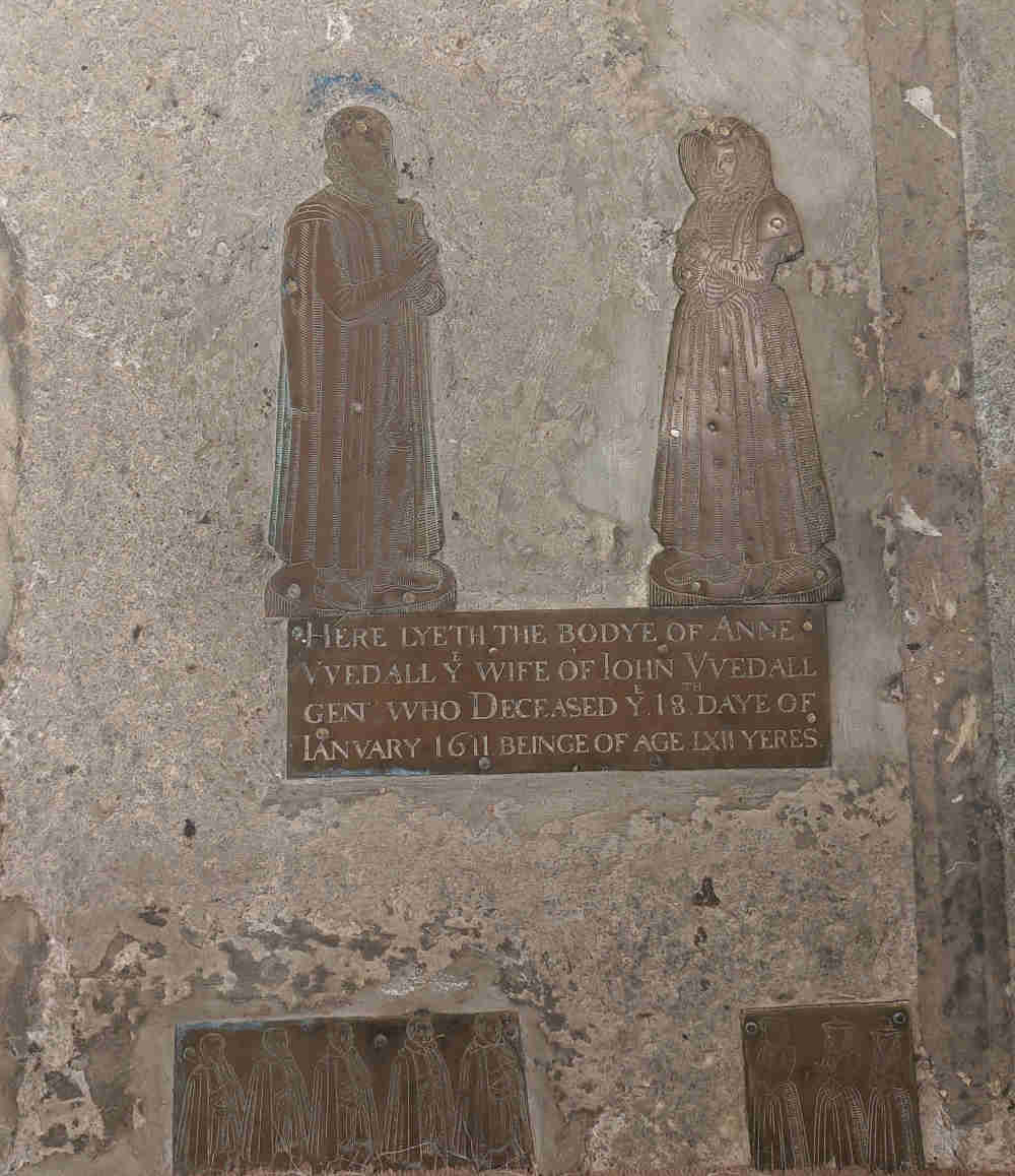 Memorial plaque to Anne and John Uvedall, St. Andrews Great Linford